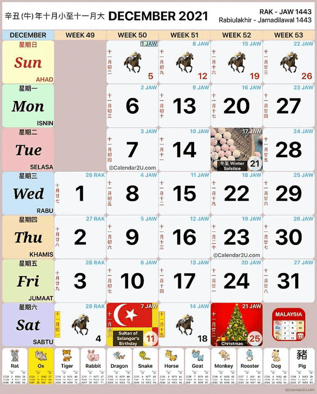 Malaysia 2021 kalender islam July 2021