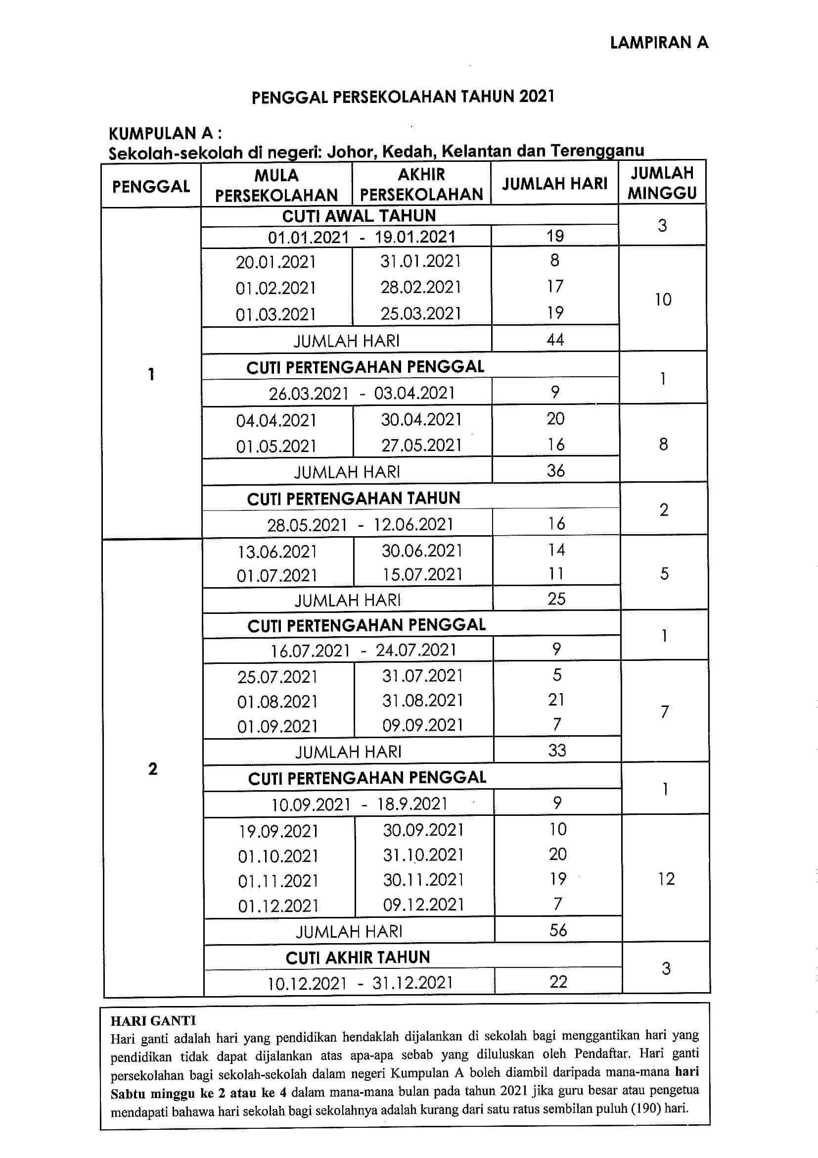 2021 malaysia hari cuti Tarikh Cuti