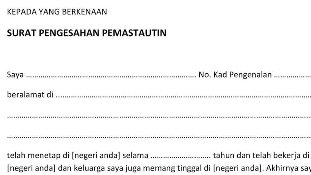 Surat Pengesahan Mastautin Contoh Surat Mastautin Semua Negeri