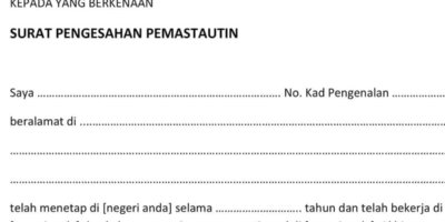 Surat Pengesahan Mastautin Contoh Surat Mastautin Semua Negeri