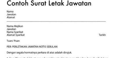 Contoh Surat Letak Jawatan