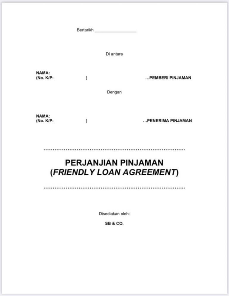 Contoh Surat Perjanjian Pinjaman Duit Untuk Kawan