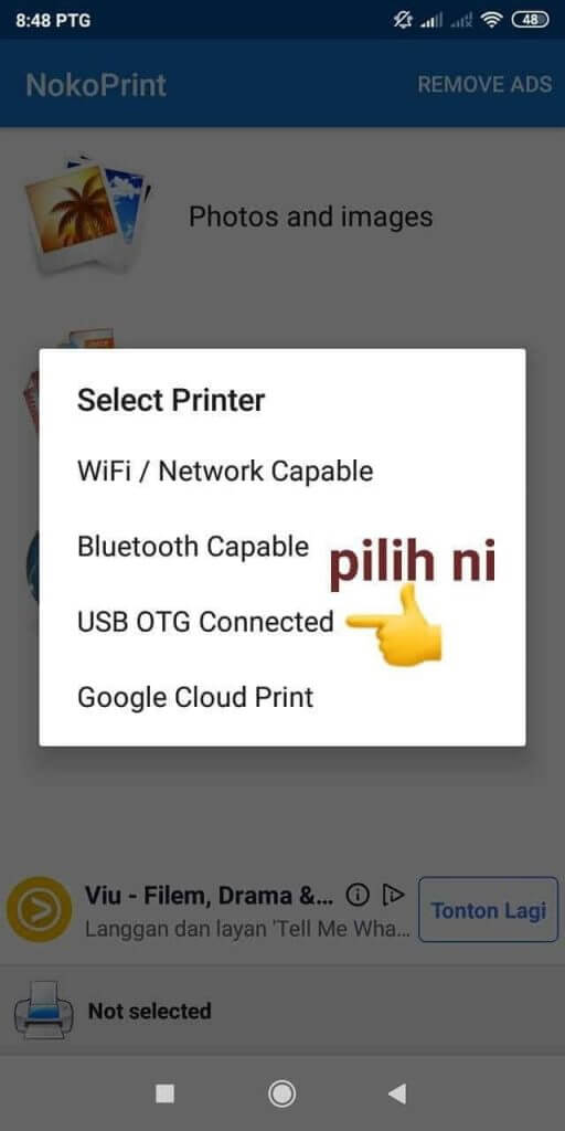 cara print dari handphone