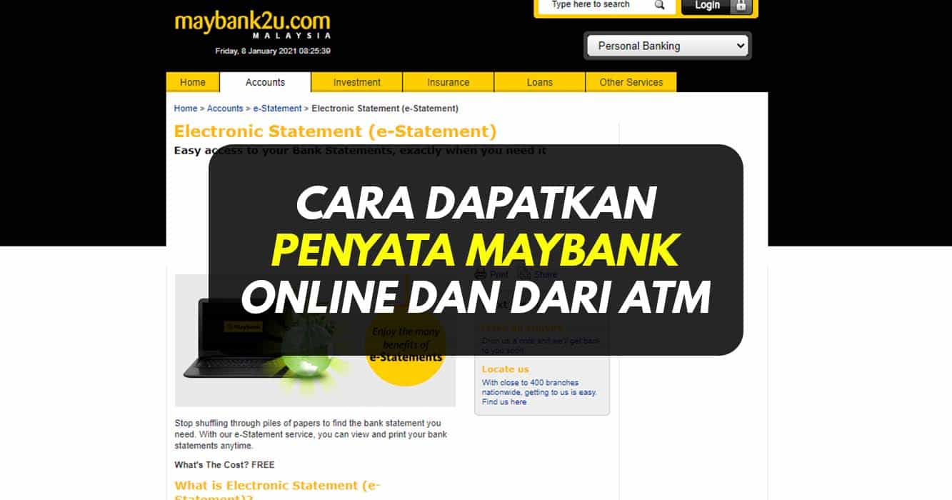 Cara Dapatkan Penyata Bank Maybank Online (e-Statement)