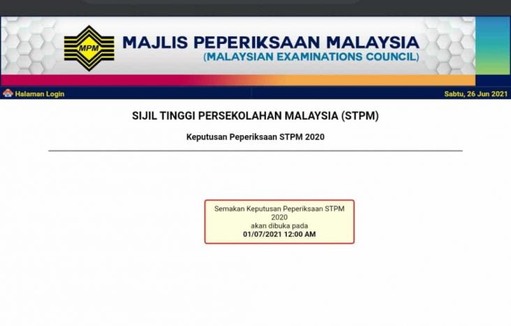 Semakan Keputusan STPM 2020 Mulai 1 Julai 2021