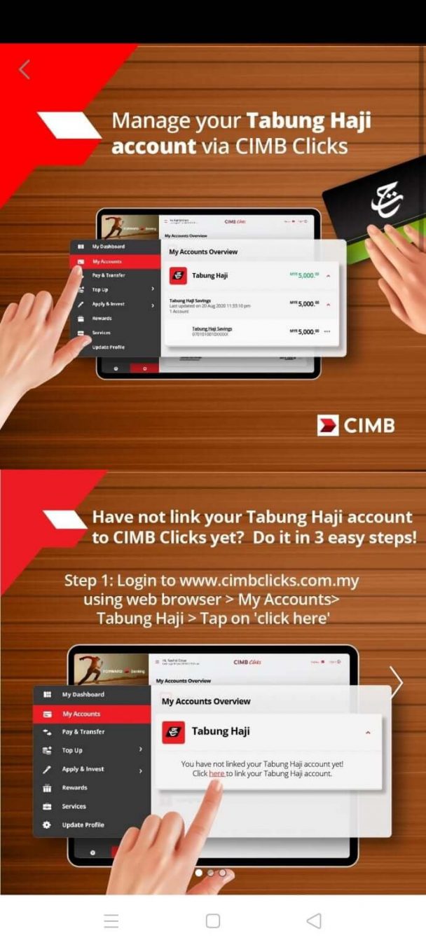 Cara Keluarkan Duit Tabung Haji Online Guna CIMB Clicks