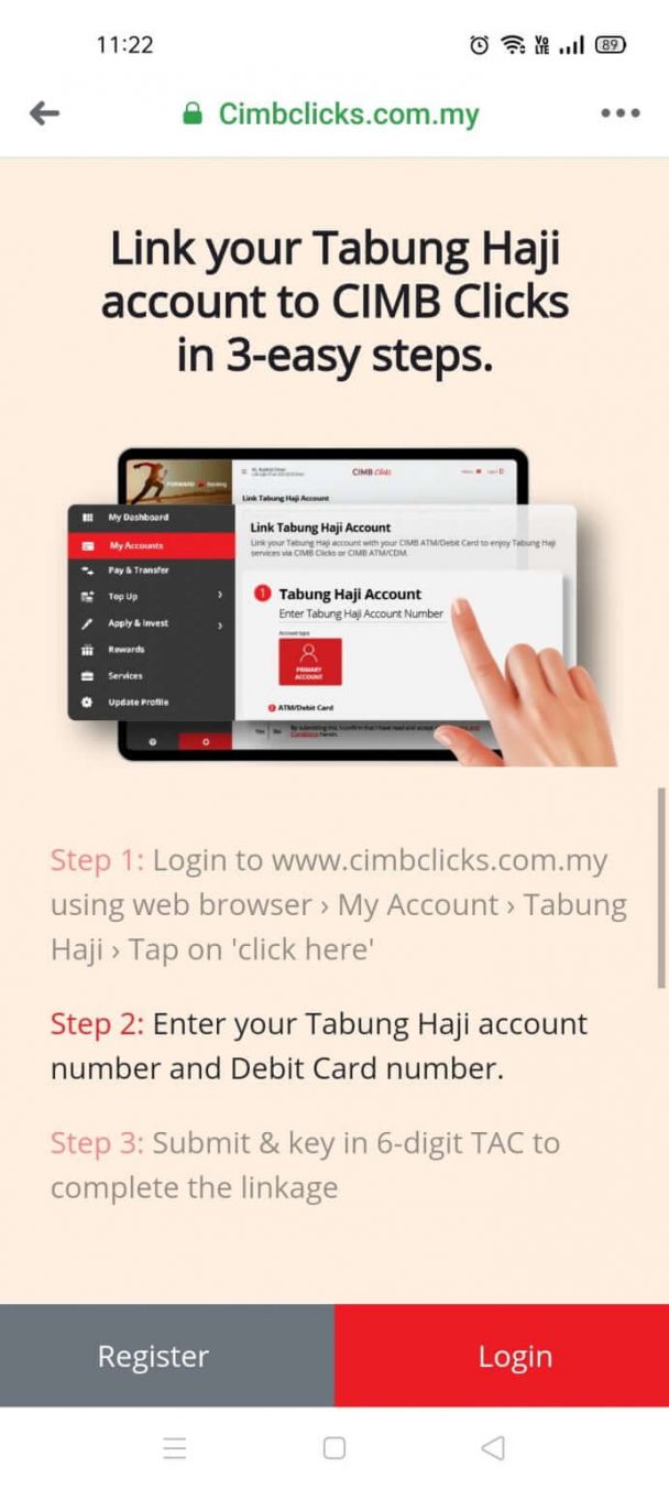 Cara Keluarkan Duit Tabung Haji Online Guna CIMB Clicks