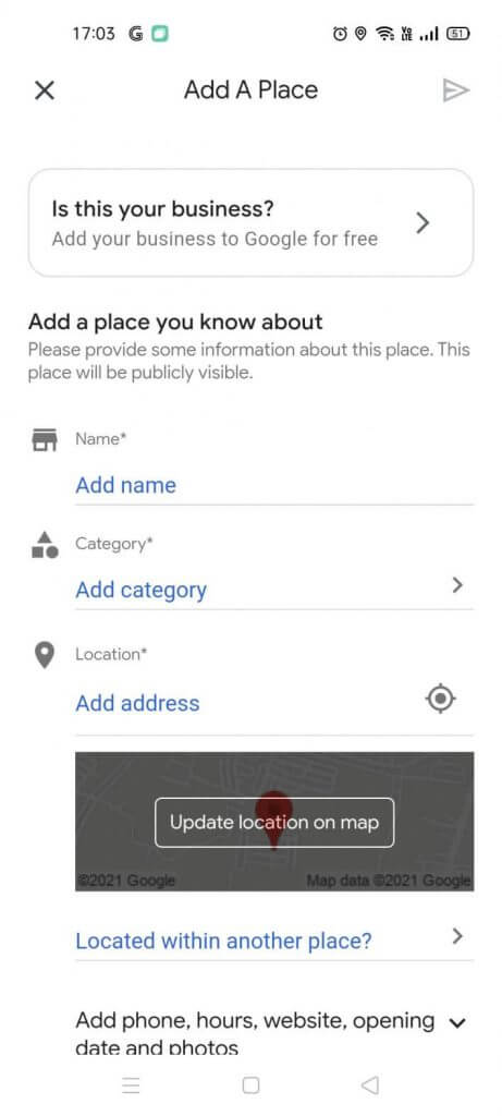 cara tambah lokasi kedai di google map