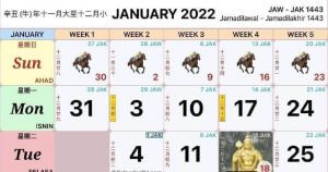 kalendar 2022