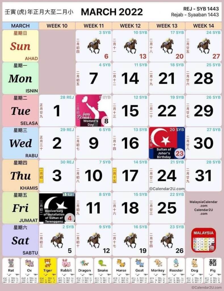 kalendar mac 2022