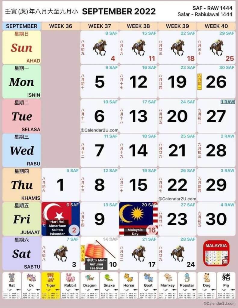kalendar september 2022