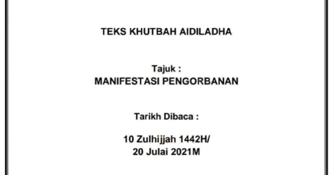 Selangor khutbah 2021 aidil adha Contoh Khutbah
