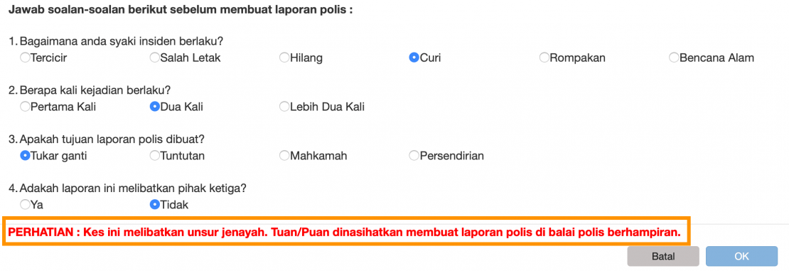 Cara Buat Report Polis Online