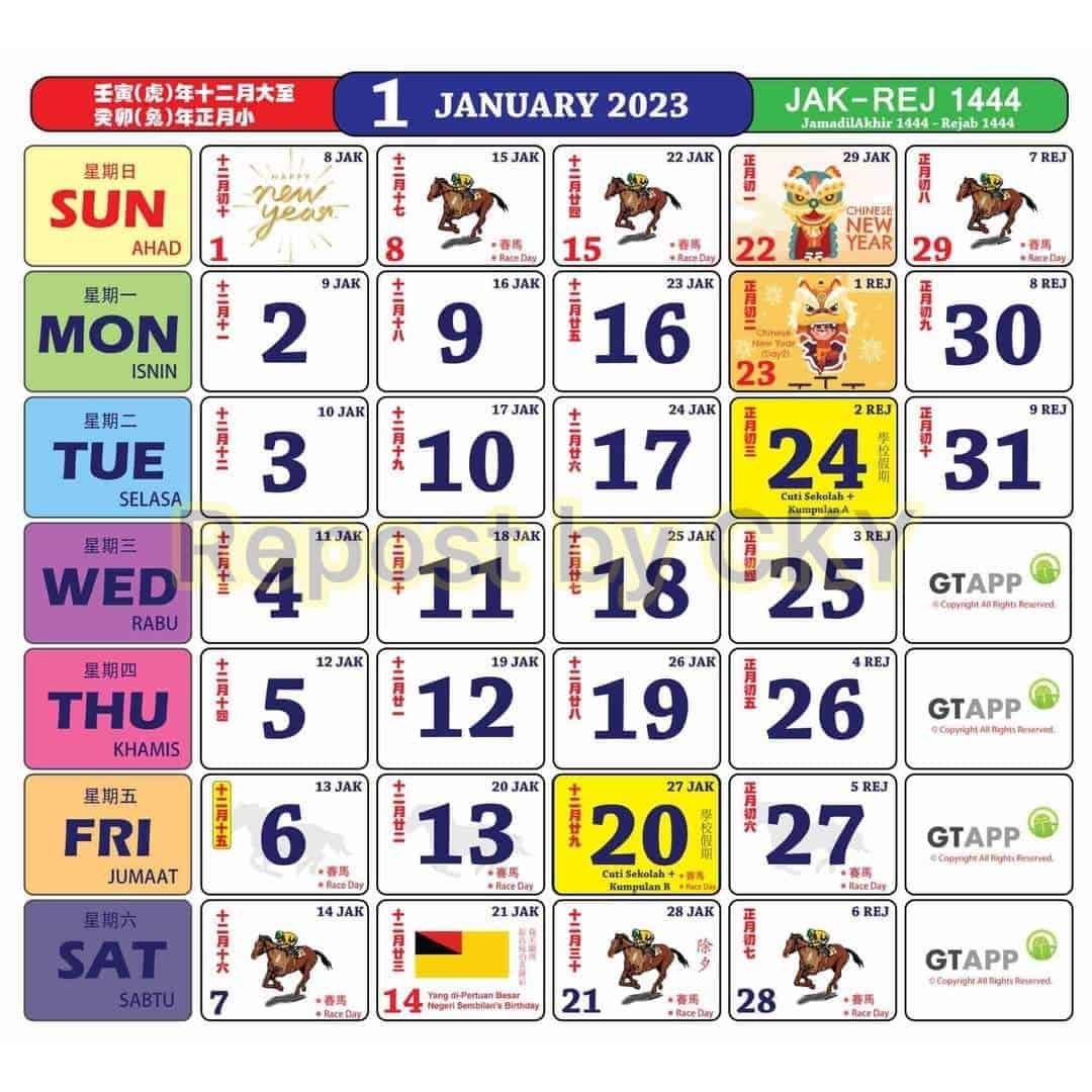 kalendar kuda 2023