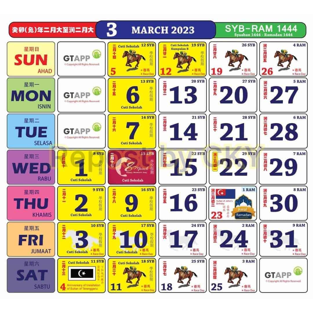 kalendar kuda 2023