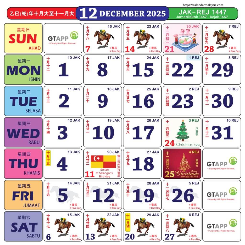 kalendar kuda disember 2025