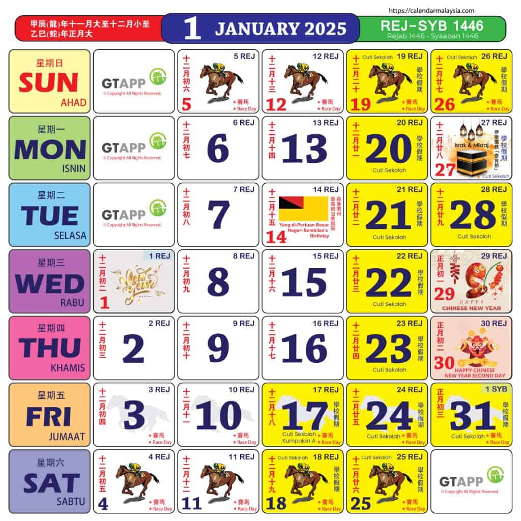 kalendar kuda januari 2025