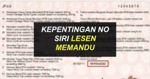 nombor siri lesen memandu